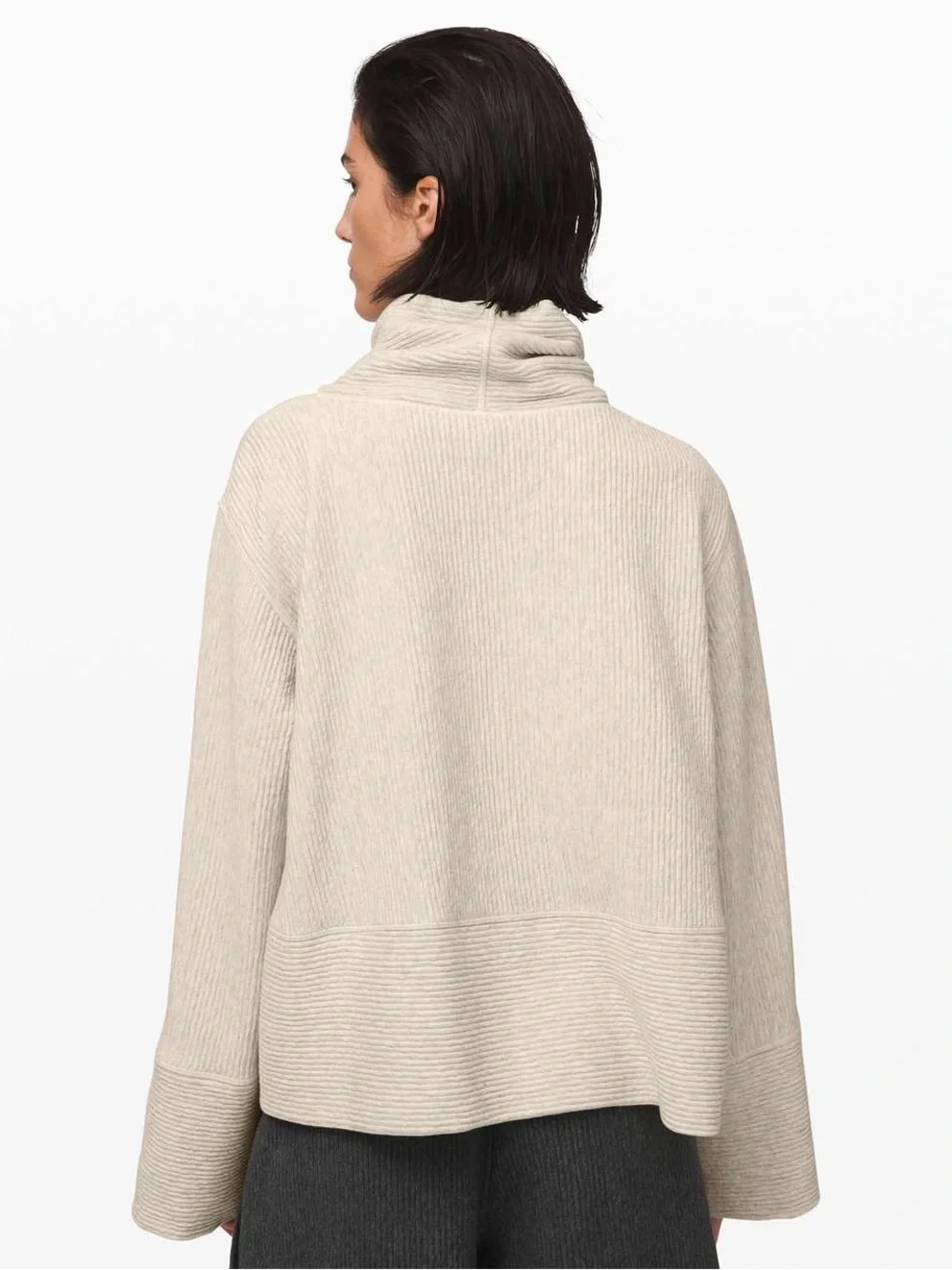 343. Lululemon Retreat Yourself Pullover Heathered Light Ivory M/L ptp20